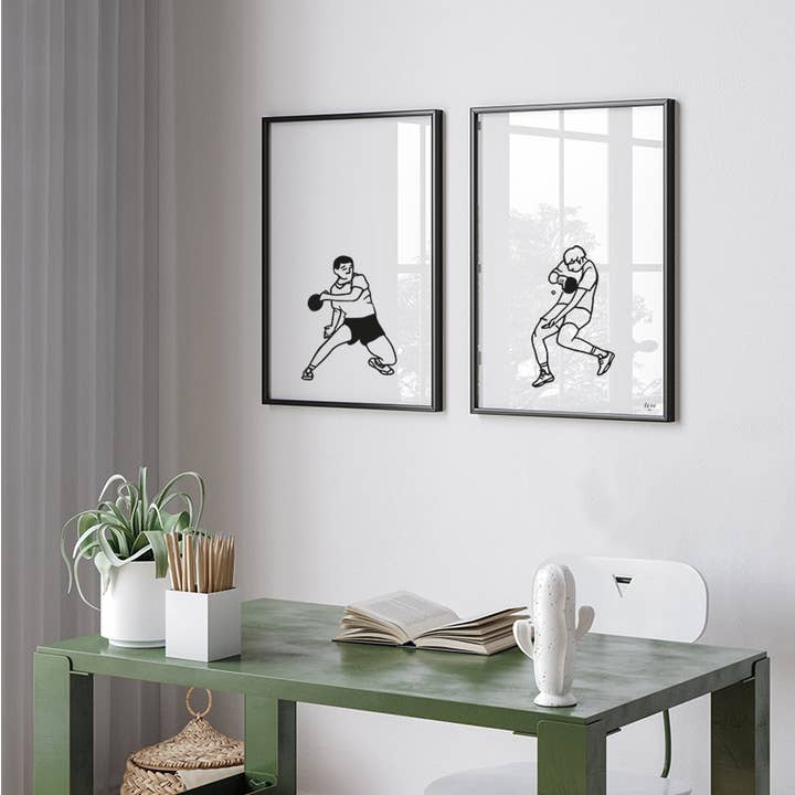 Duo d'affiches les sportifs - Le ping pong pour la vente par FERE