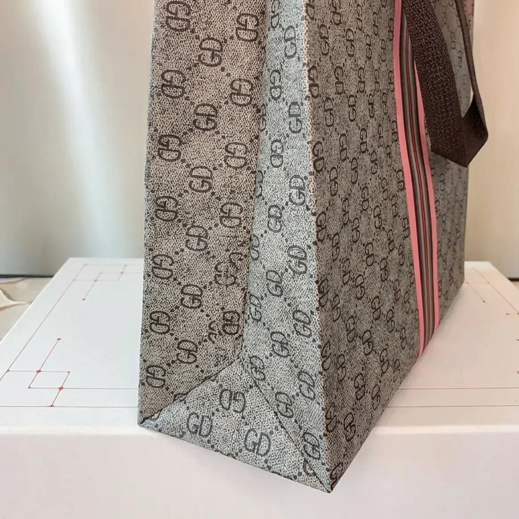 ByHome - Wholesale Gift Bag - 50pcs, 4 Sizes Luxury Grid Pink Stripes Non-woven Gift Bag2