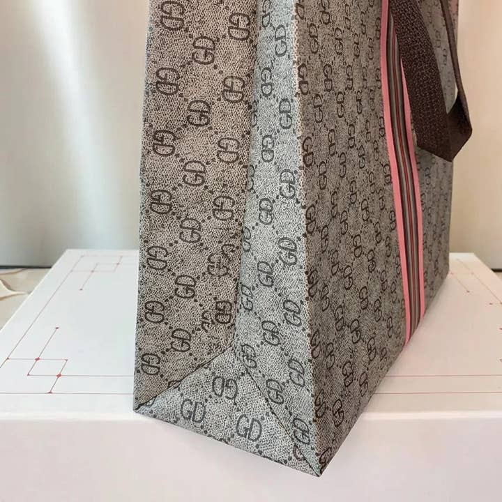 ByHome - Wholesale Gift Bag - 50pcs, 4 Sizes Luxury Grid Pink Stripes Non-woven Gift Bag2