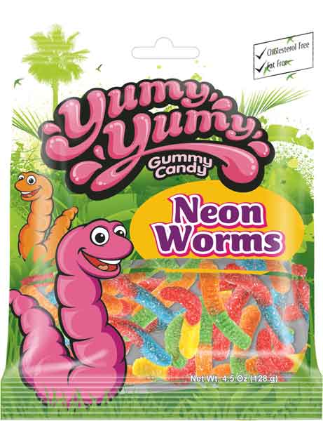 Hudson Meat Company - Wholesale Gummy - GUMMI WORMS NEON     -     YUMY YUMY0