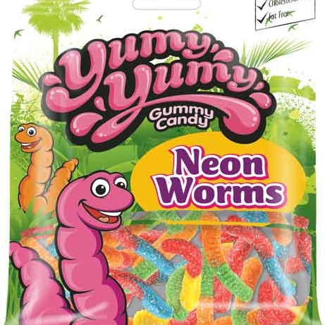 Hudson Meat Company - Wholesale Gummy - GUMMI WORMS NEON - YUMY YUMY