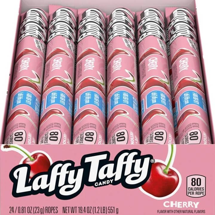 O'Shea's Candies Sweet Shop - Wholesale Taffy - Nostalgic 1975 “ROPES” LAFFY TAFFY Strawberry 🍓 24CT Box1