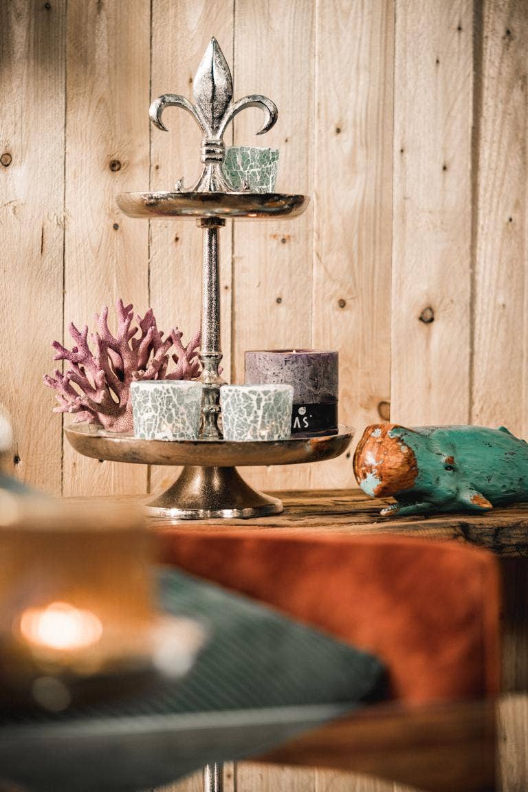 Michael & Philipp Noll e. K. - Wholesale Side Table - Lily cake stand two-tiered silver metal 50 cm6