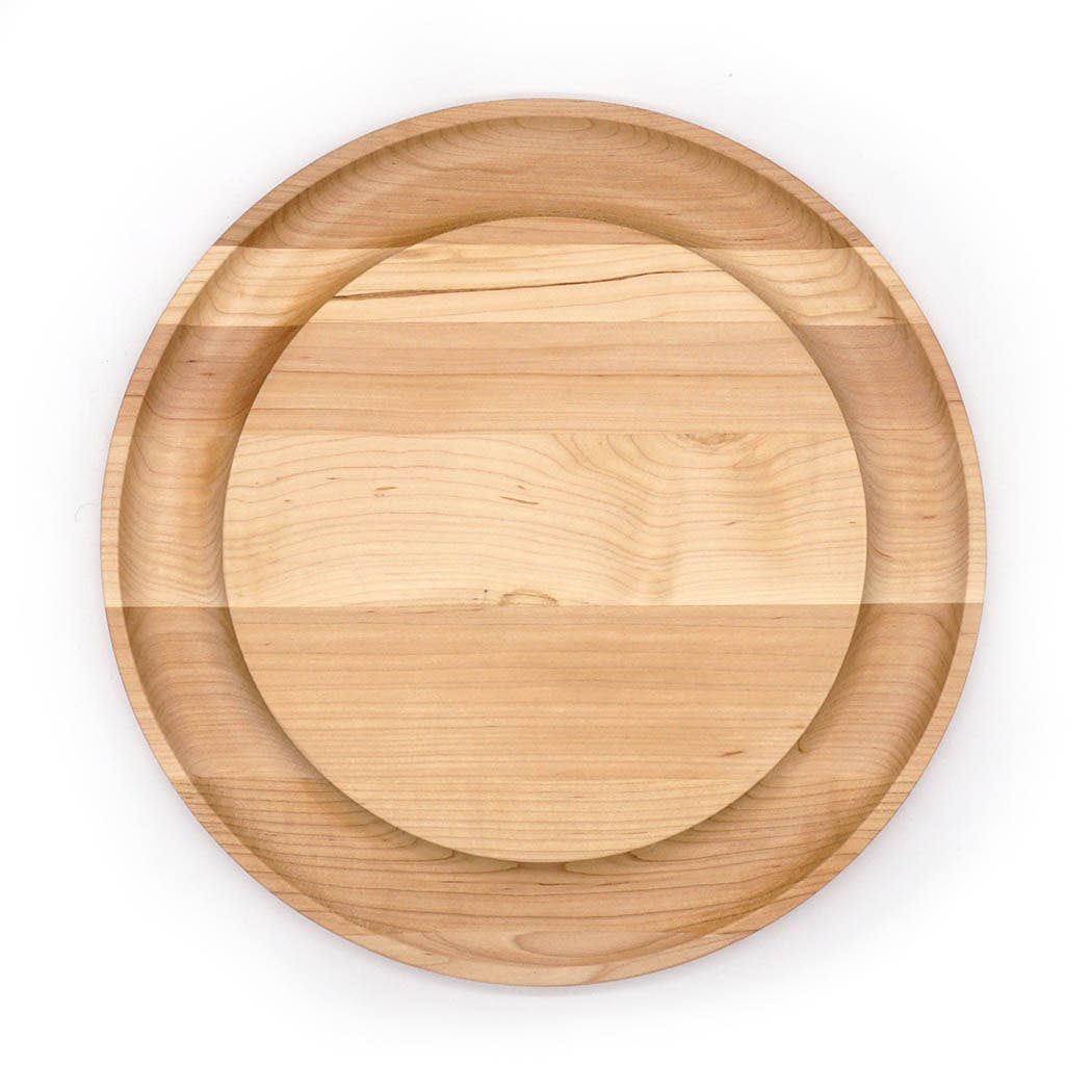 JK Adams – wholesale Cheese board – Maple Round Cheese Board with Cracker Groove2