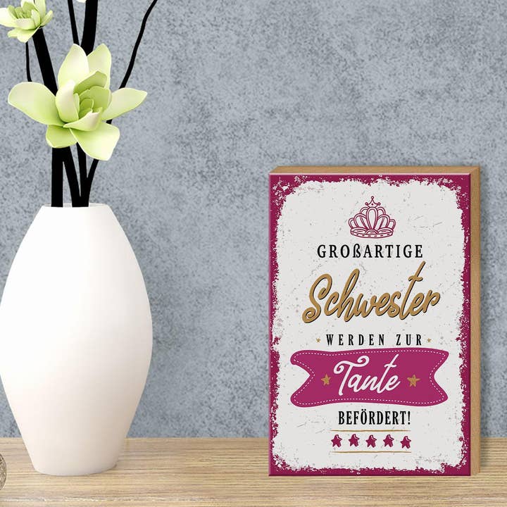 Femer - Wholesale Sign - Wooden sign saying Great sister become aunt 12x18 cm sign3