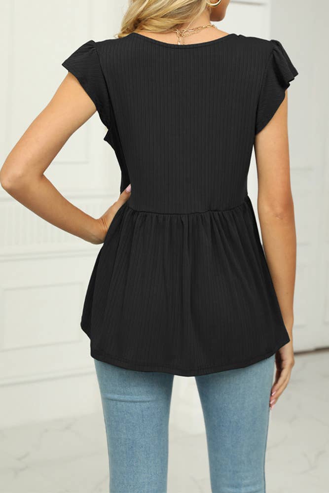 UNISHE - Wholesale Tunic - Women's - V Neck Splicing Flowy Knitting Top ZZKF8207