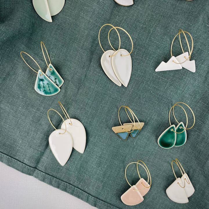 Wishbone Pottery - Wholesale Hoop Earrings - Handcrafted Stoneware Clay Earrings | Variety Pack of 20
