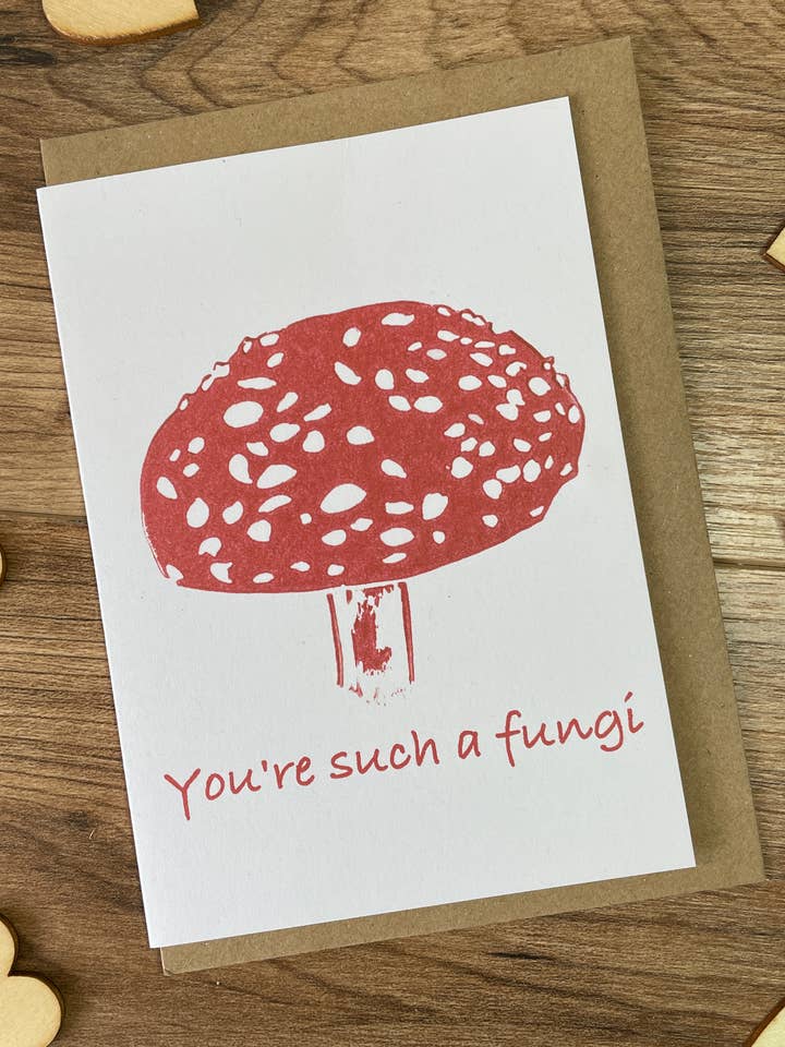 Such a Fungi greeting card for wholesale by Jackdaw and Bear