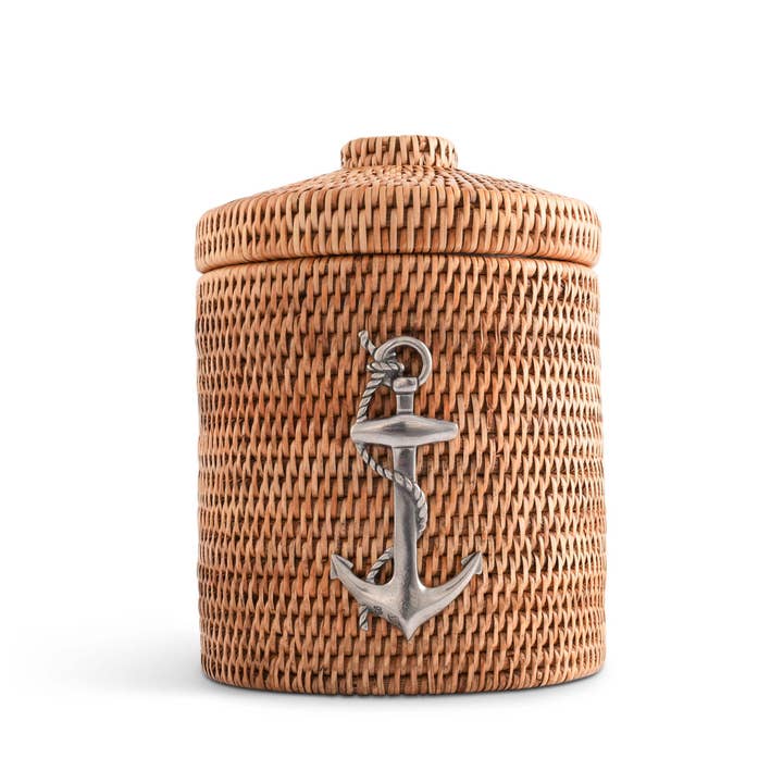 Vagabond House - Wholesale Ice Bucket - Anchor Hand Woven Wicker Rattan Lidded Ice Bucket
