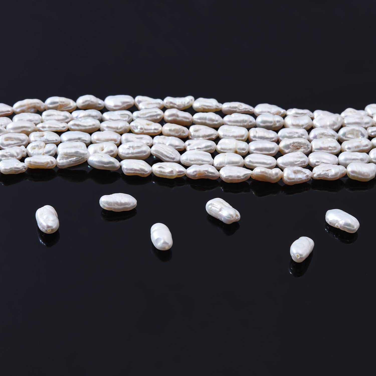 findings4uGem – wholesale Pärlband/Pärlhalsband – Naturliga vita keshipärlor i sötvattensfärg, FWP0085