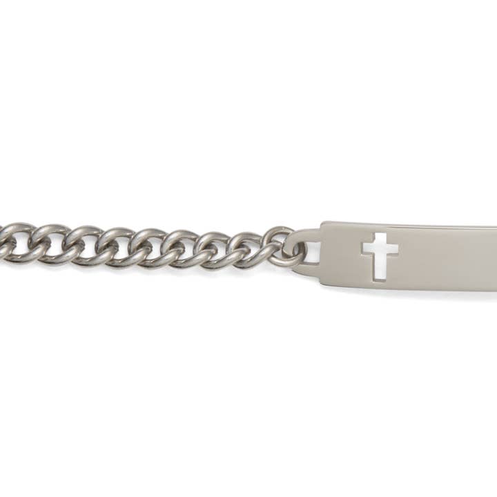Speidel - Wholesale Bangle Bracelet - Kids & Baby - Children’s ID Bracelet with Cut Out Cross Plaque
