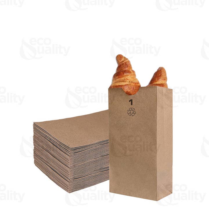EcoQuality - Wholesale Grocery/Shopping Bag - 1Lb Kraft Brown Bakery Grocery Paper Lunch Bags