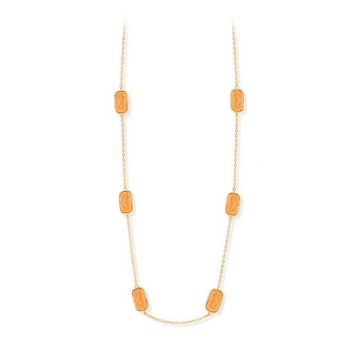 Persika-blå sten förgyllt silverhalsband för wholesale av ORUS BIJOUX