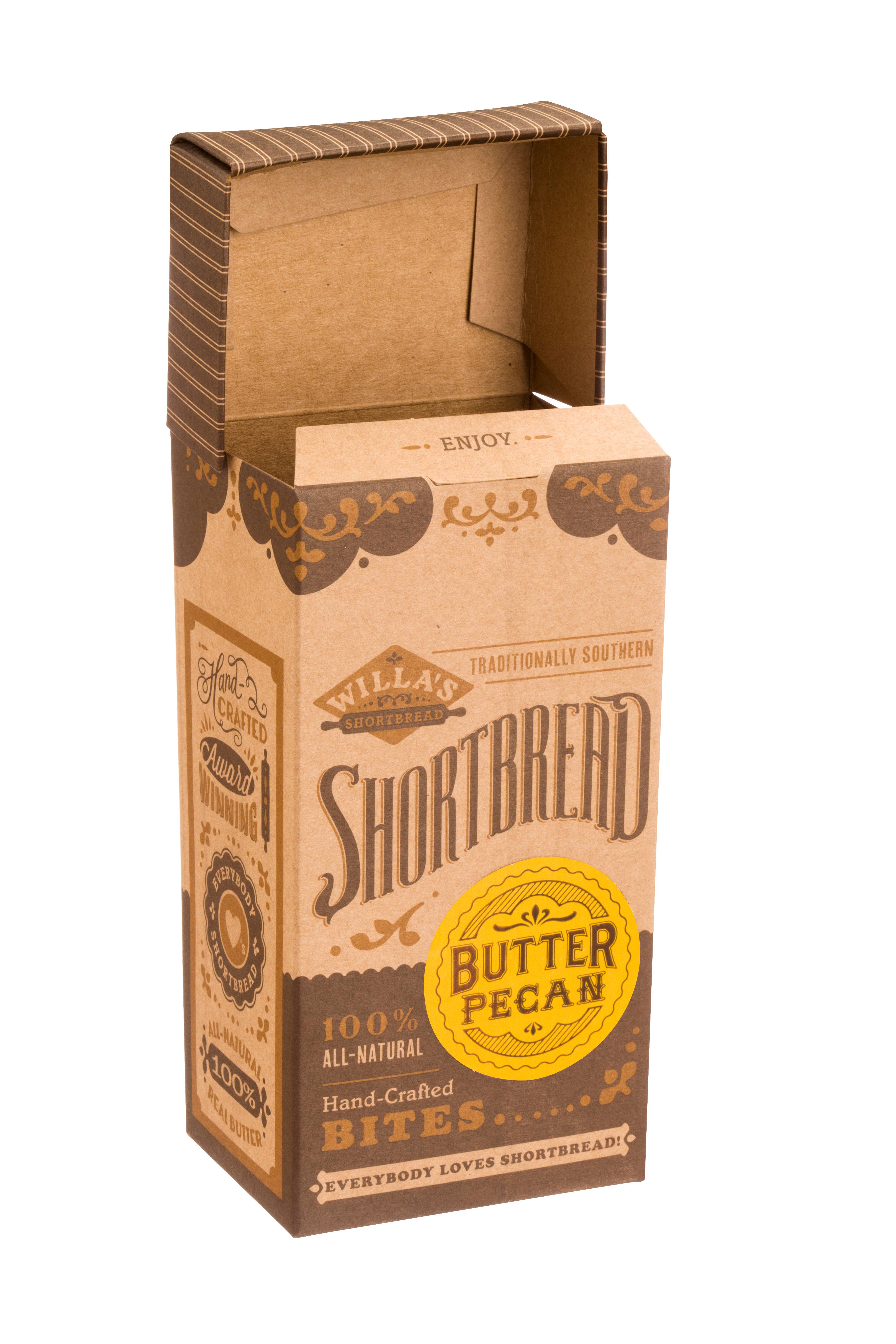 Willa's Shortbread - Wholesale Cookie - Butter Pecan Shortbread - Fliptop Kraft Box1