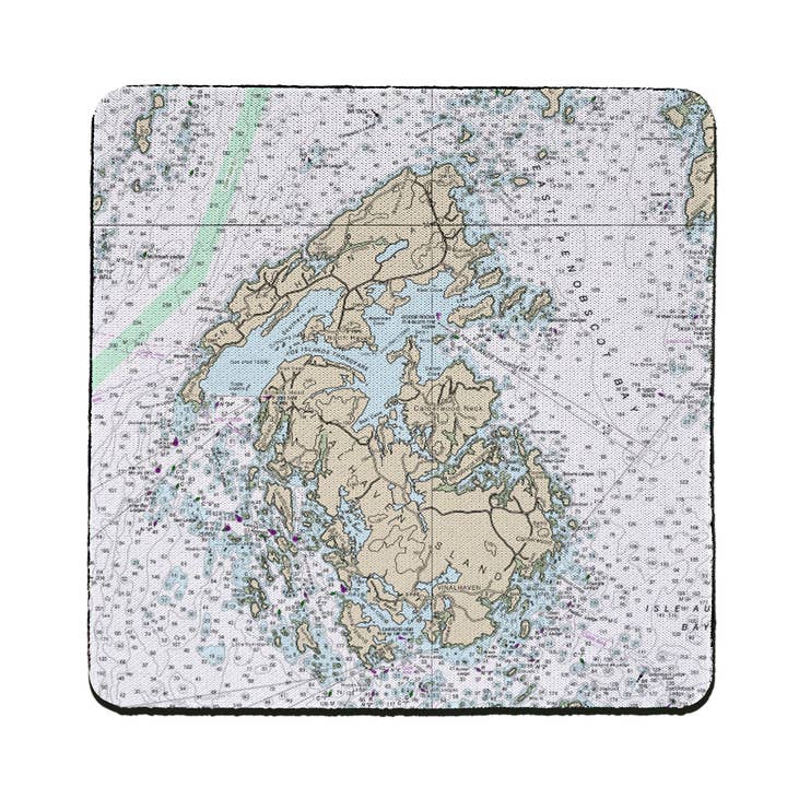 Penobscot Bay, ME Nautische Kaart Onderzetter Set van 4 voor wholesale door Betsy Drake Interiors