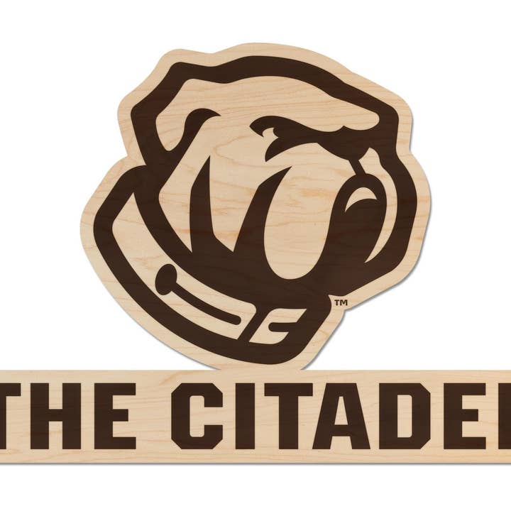 LazerEdge - Wholesale Wall Accent - The Citadel Bulldog Wall Hanging – Crafted from Cherry and Maple Wood - The Citadel Cadets1