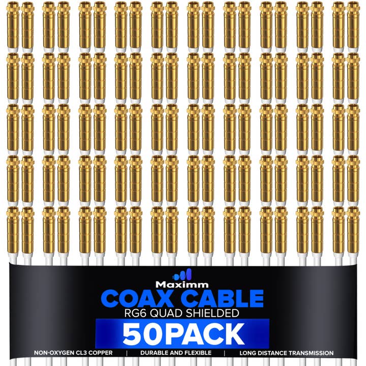Coaxial Cable Quadshield Straight to Straight End 50 Pack for wholesale by Maximm Cable