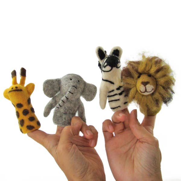 Marionnettes à doigts en laine feutrée - Afrique pour la vente par Papoose Toys