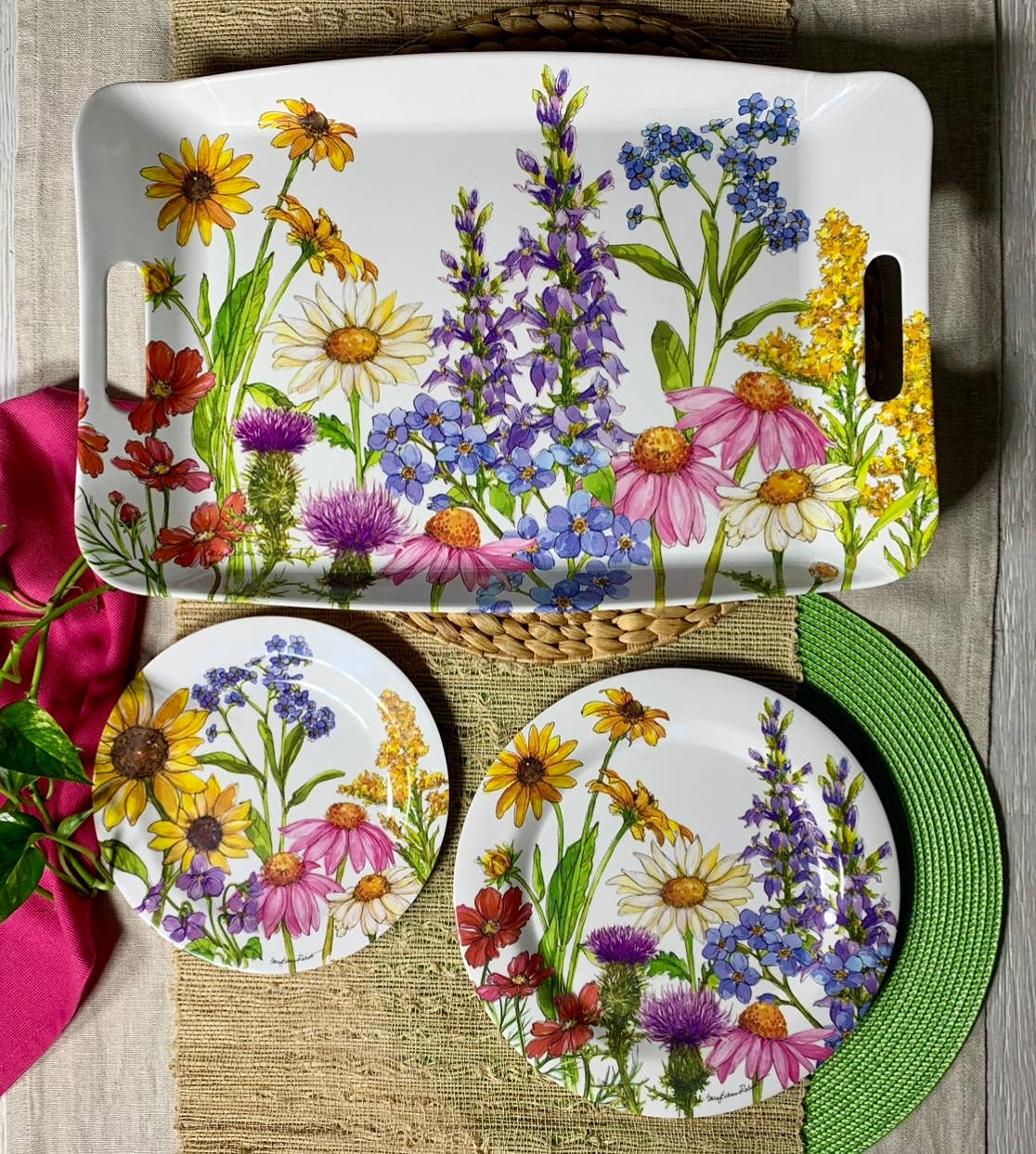 Bamboo Table - Wholesale Dinner Plate - Wildflower Floral Garden Bamboo Dinner Plate7