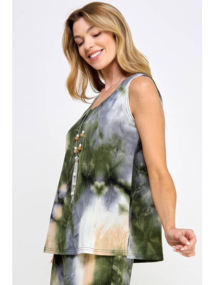 CC Wholesale Clothing - Wholesale Tank top – Women′s - Andante Tie Dye Print Sleeveless Tank Top4