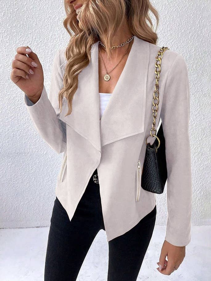 UNISHE - Wholesale Jacket - Women's - Faux Suede Lightweight Jacket Open Front Cardigan Coat