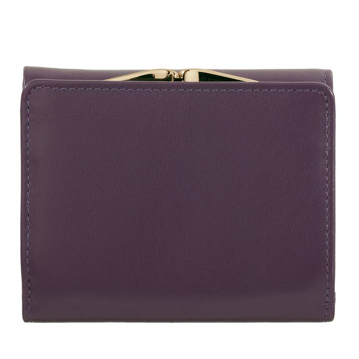 dudu - Vendita all'ingrosso Portafogli - Donna - Portafoglio Compatto in Pelle da Donna Dudu Clic Clac Viola Scuro1