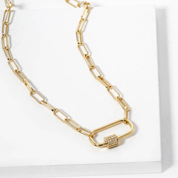 OHBOOBA DESIGN - Wholesale Link & Chain Necklace - Gold Carabiner Chain Necklace