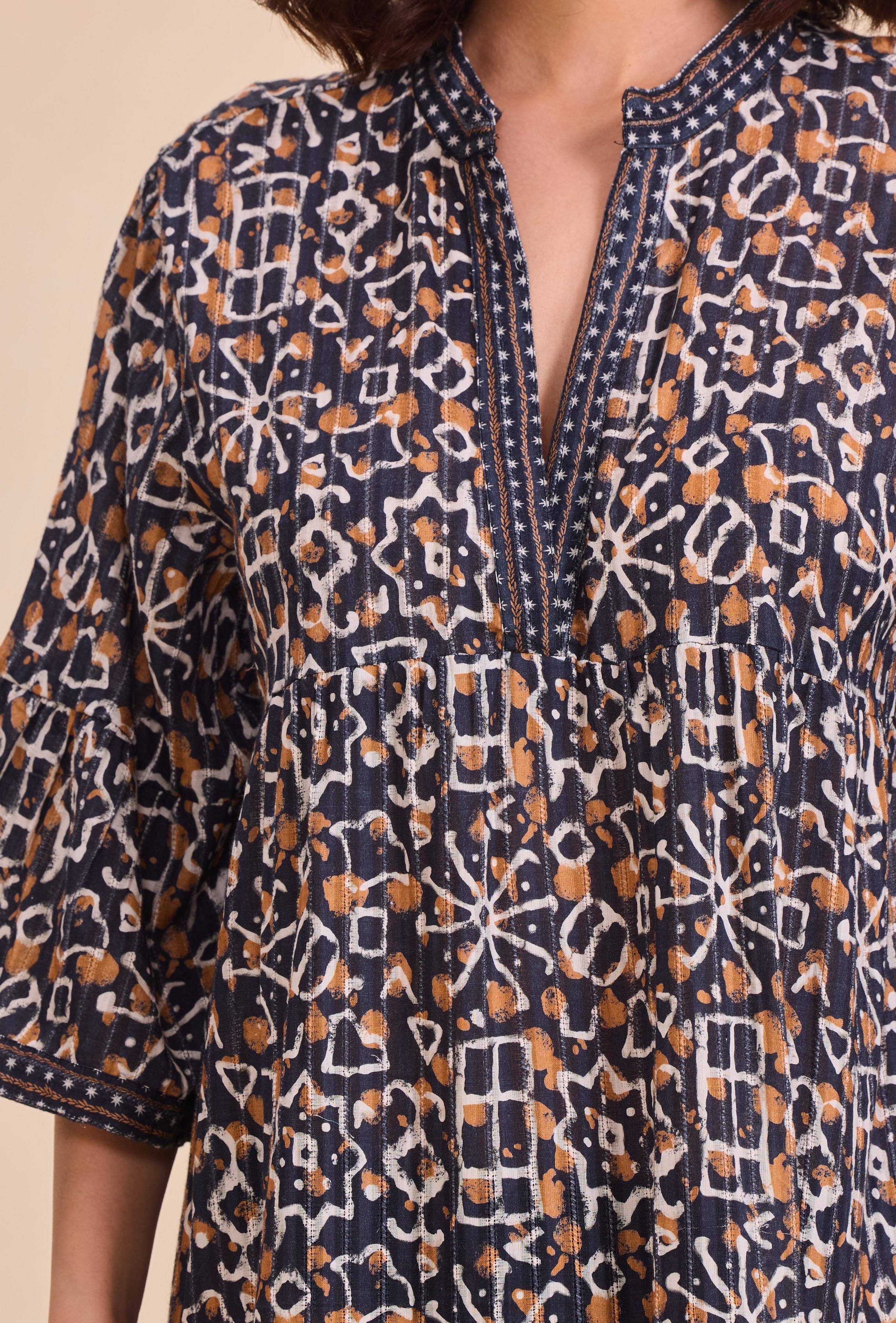 IP080 Robe longue batik bohème en coton - Orice      en vente sur Faire6