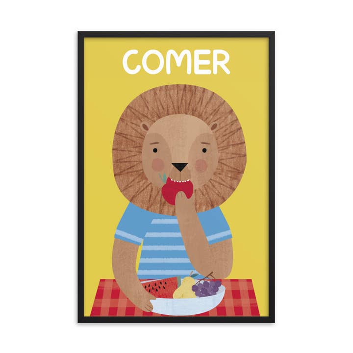 Gerahmter Kunstdruck „Eating Lion“, spanisch für den Großhandel von gabo and mateo designs