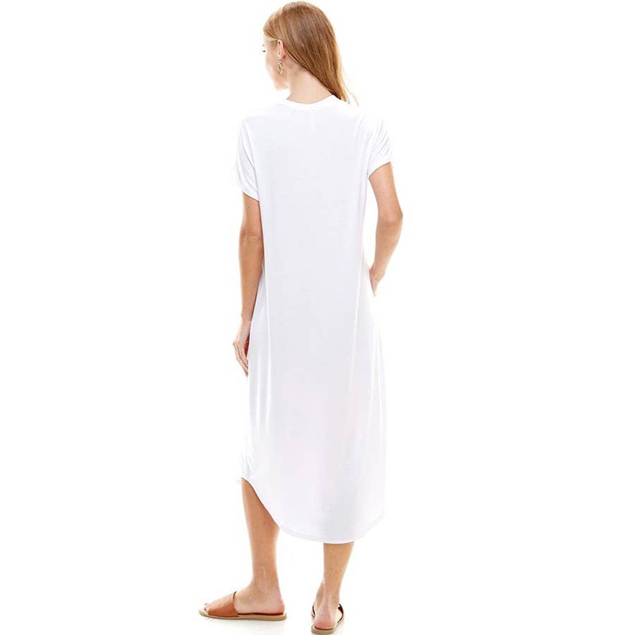 Azules Clothing - Wholesale Dress - Women's - ADM-8252RS Loose fit Crew Neck Hem Midi Dress24