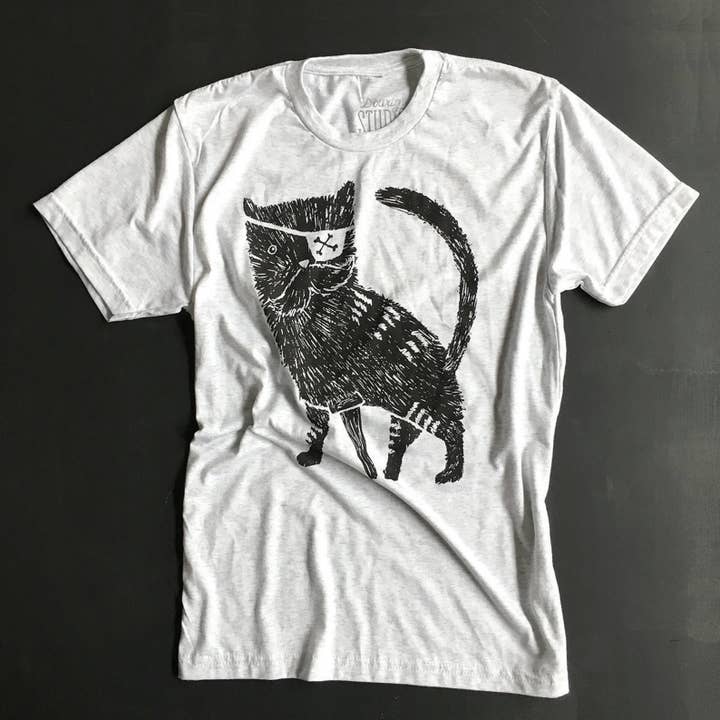 Dowdy Studio - Wholesale Screen Printed T-Shirt - Unisex - Pirate Kitty | Unisex tee1