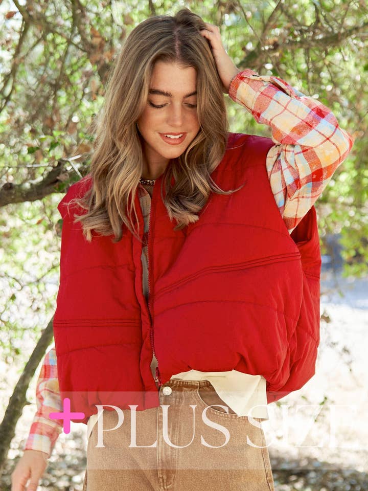 PLUS SIZE ~ Puffer Zipper Vest with Pockets for wholesale by J.NNA