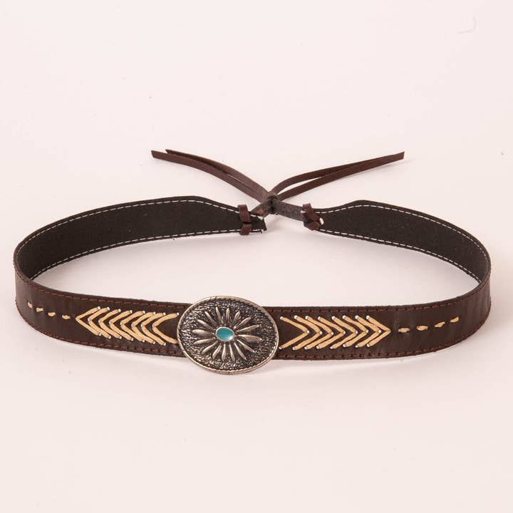 American Hat Makers - Wholesale Bandana - Unisex - Western Concho Hat Band - Style Ottawa Brown