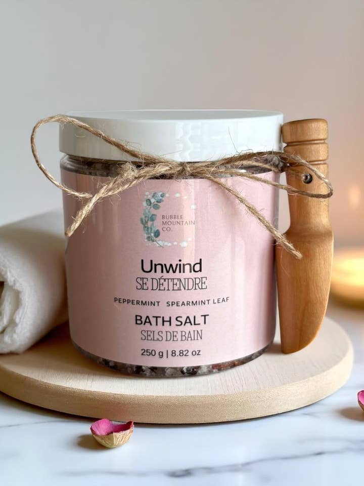 Unwind Bath Salt for wholesale by Bubble Mountain Co