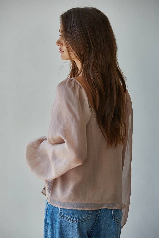 By Together - Wholesale Blouse - Women's - L9025 | Woven Polyester Long Sleeve See Through Top6