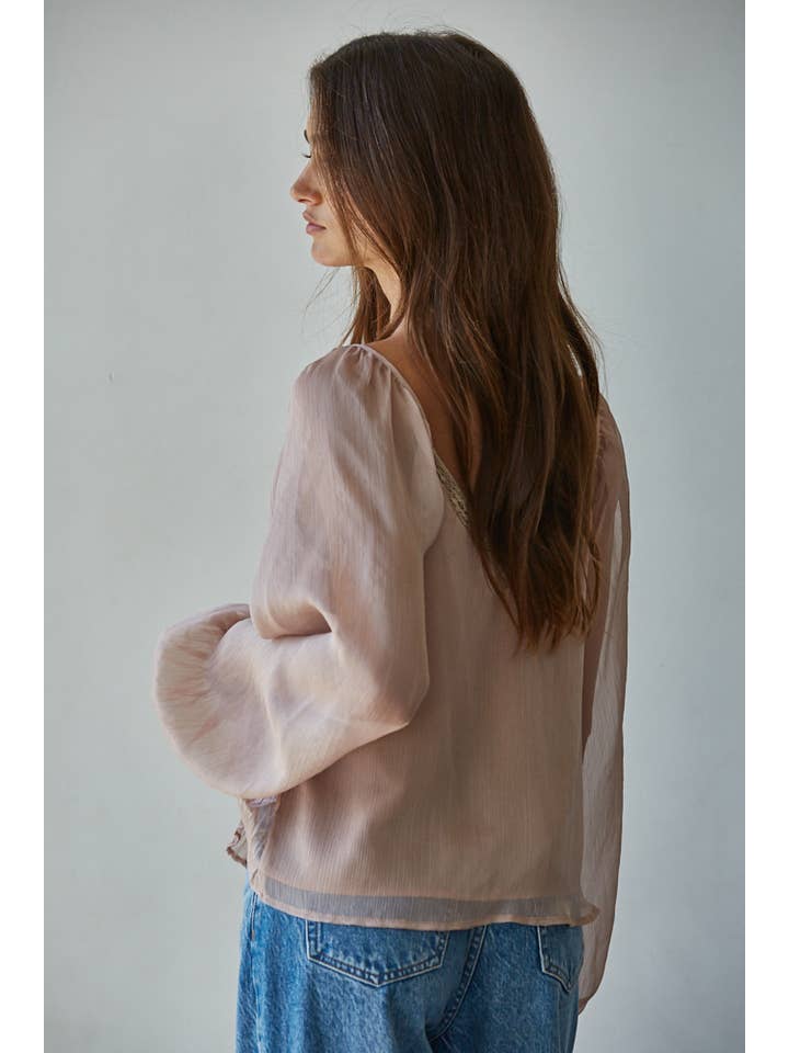 By Together - Wholesale Blouse - Women's - L9025 | Woven Polyester Long Sleeve See Through Top6