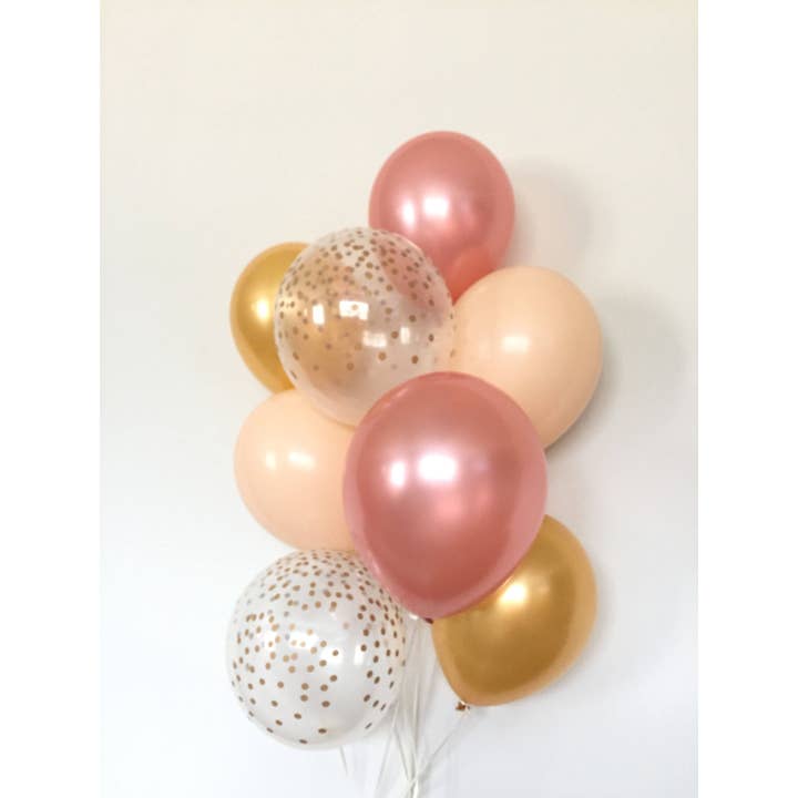 Hullaballoons - Venta al por mayor Globo - Globos de oro rosa | Ramo de globos de rubor y oro | Globos de oro rosa y rubor | Decoración de despedida de soltera de oro rosa | Boda de oro rosa3