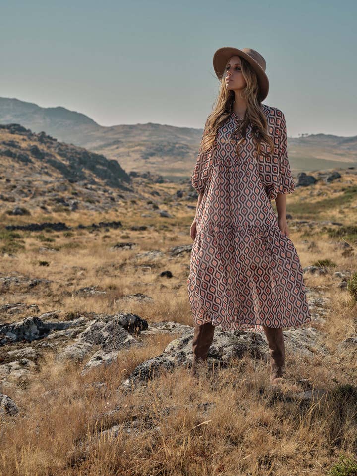 Vestido largo estampado para venta al por mayor de BOHOME