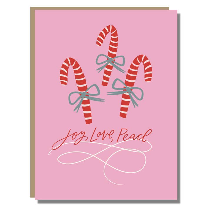 Pepparmynta Joy - Holiday gratulationskort med godisrotting för wholesale av Prairie Letter Shop