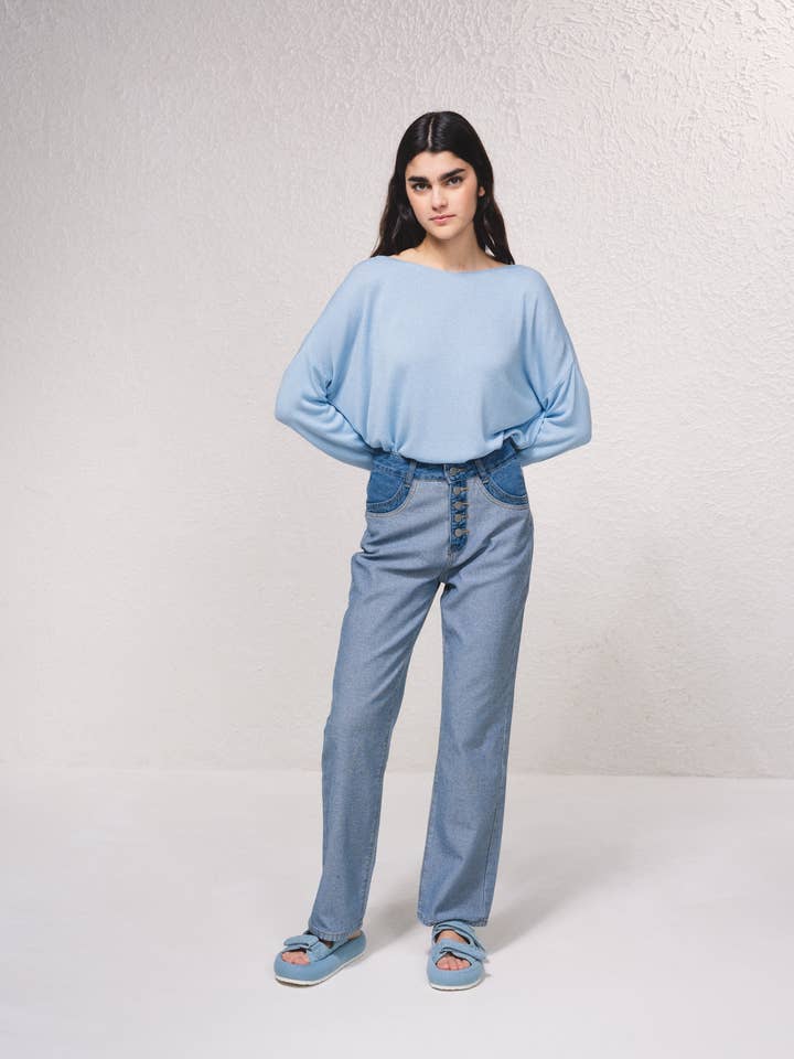 239437 - Two-tone denim pants for wholesale by SMF