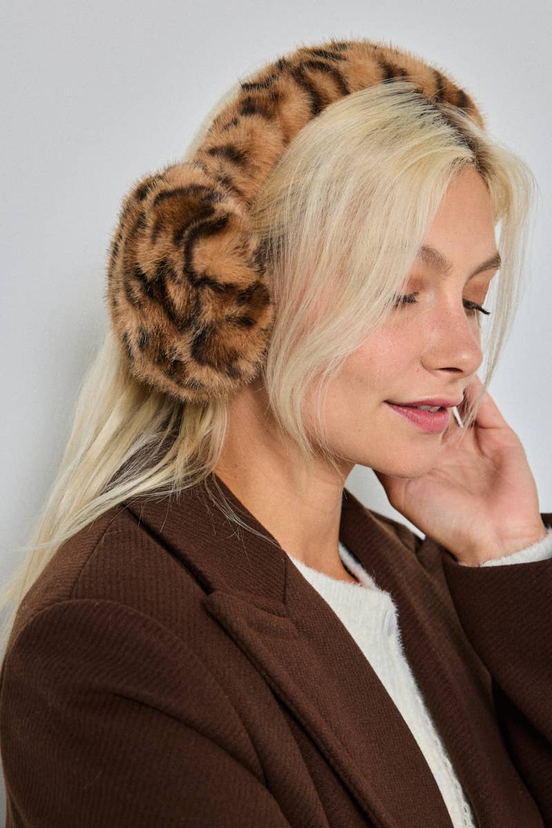 BYREN | ÉLINE L'ATELIER – Engroshandel Ørevarmere - Dame – Leopard ørevarmere i kunstpels CC101