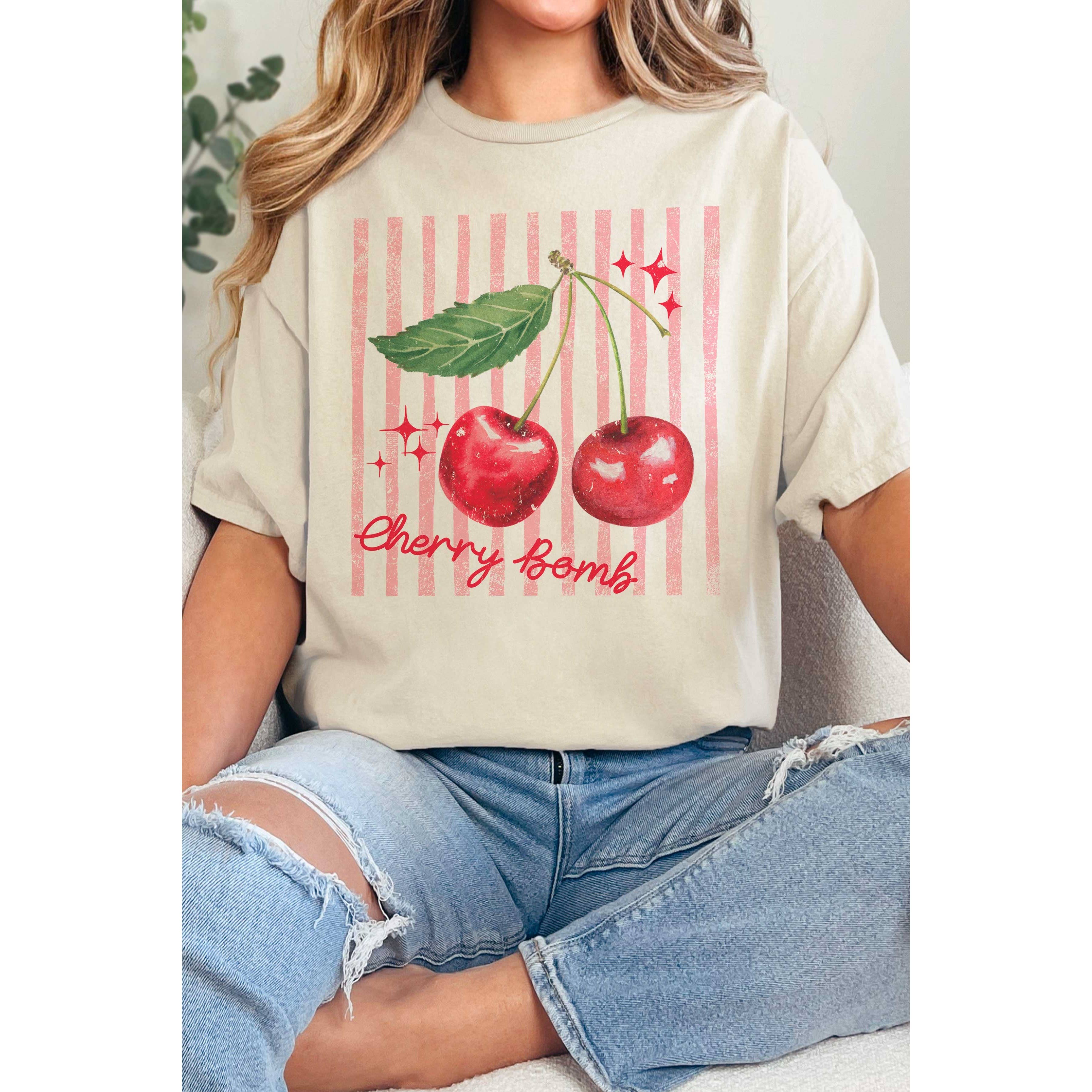 A. BLUSH CO - Wholesale T-Shirt (Graphic) - Women's - CHERRY BOMB Oversized Graphic Tee3