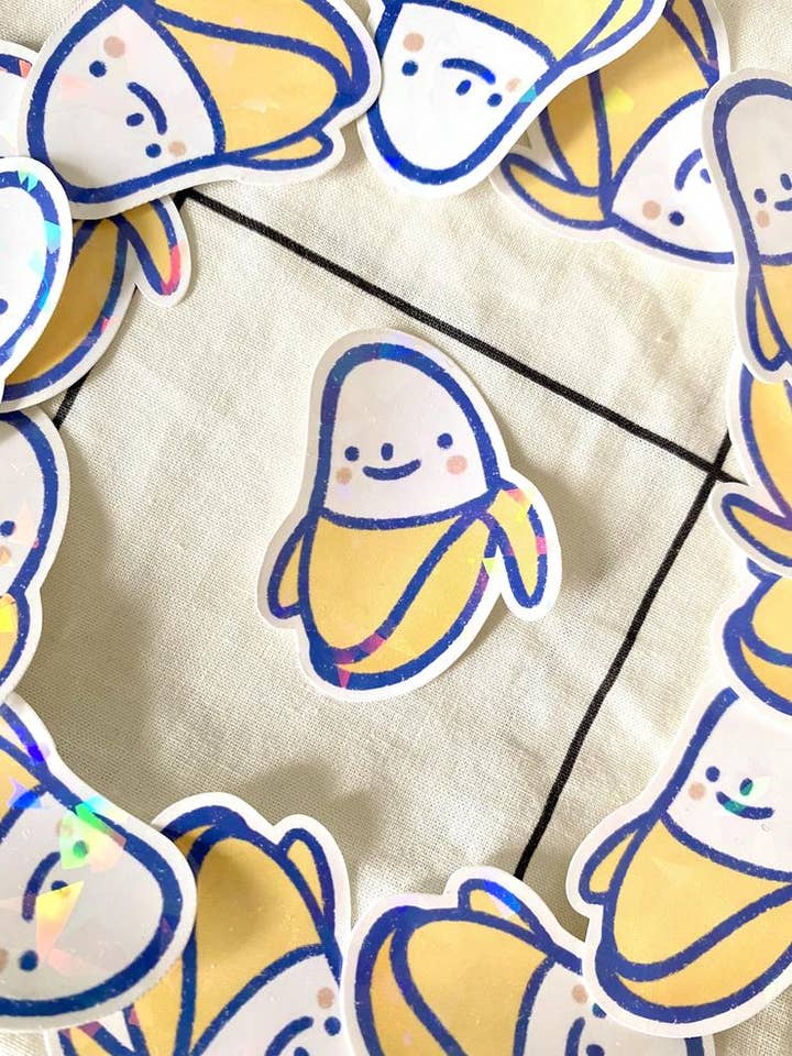 Cute Banana Diecut Sticker for wholesale by HeySoosie