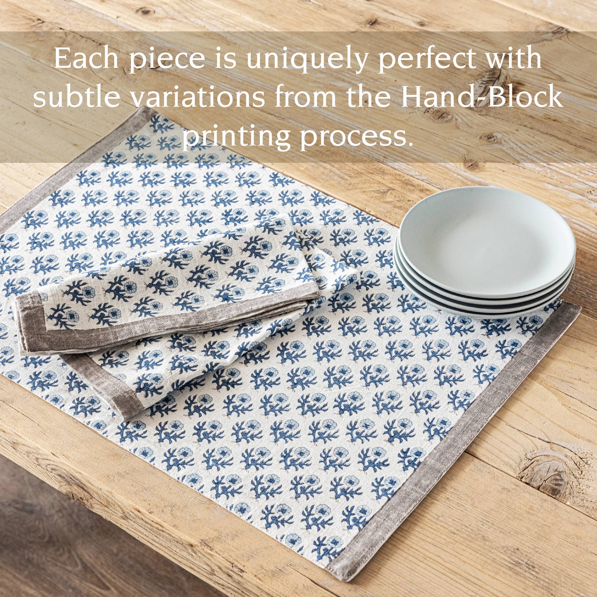 over&back - Wholesale Placemat - Artisan Hand-Blocked Placemats – 100% Cotton – Set of 428