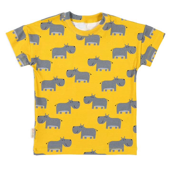 T-SHIRT HIPPO ON YELLOW for wholesale by Malinami
