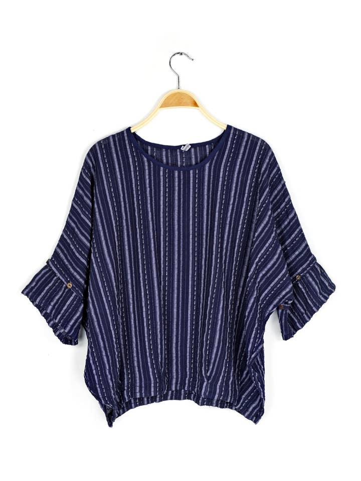 Cotton Crinkle Stripe Top-06556 (S/M, L/X) for wholesale by Nusantara Inc.