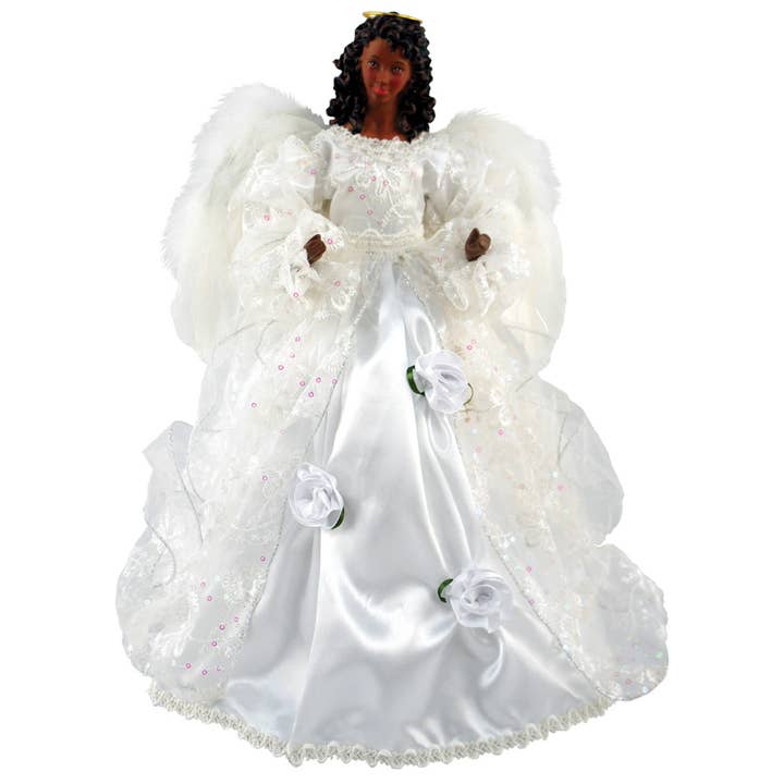 16" Black Wedding Dress Angel Tree Topper for wholesale by Santa’s Workshop Inc.