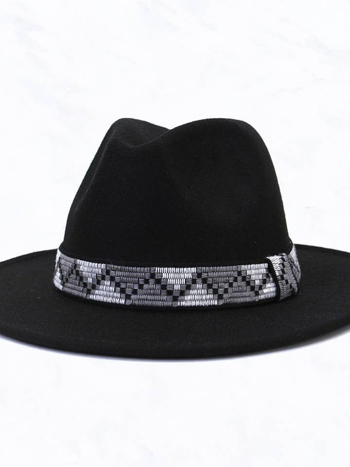 Flad randen Big Edge Lige Side Jazz Hat Grå Bælte for engroshandel hos Suzie Q USA