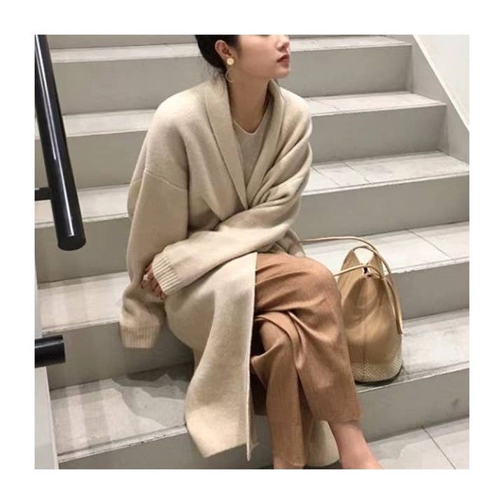 UZ Wholesale Store - Wholesale Cardigan - Women's - Loose Fit Mid-Length Open Front Cardigan Sweater