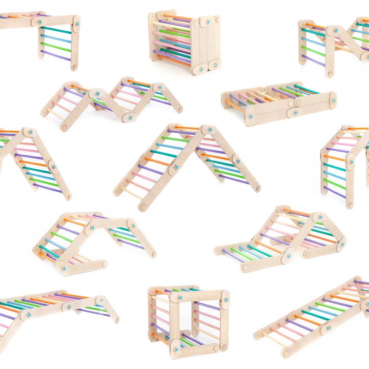 HappyMoon – Brinquedo de madeira - Crianças por atacado – HappyMoon® Escalador Colorido Ajustável, Triângulo Modificável Montessori4